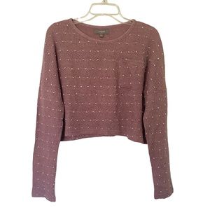 Umgee Purple Knit Long Sleeve Crop Sweater Size Large